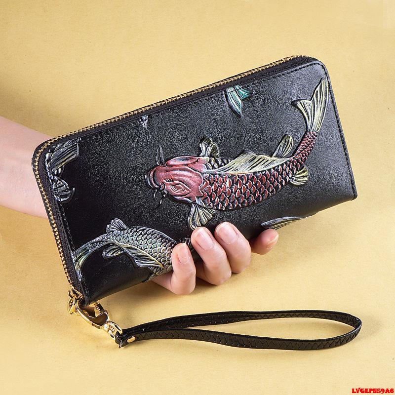 金蟬生活百貨館-2021新款女士錢包長款真牛皮手拿包時尚百搭招財牛皮拉鏈大容量潮-細節圖6