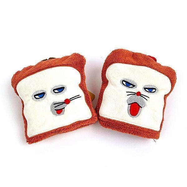 ＊日式雜貨館＊日本 麵包小偷 可收納擦手毛巾 擦手巾 吊掛式擦手毛巾 麵包造型 擦手巾 外出可攜帶 紅/咖款-細節圖2