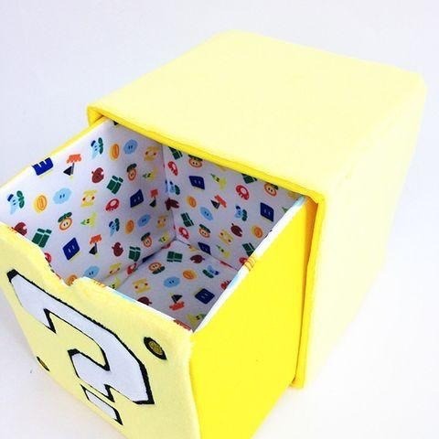 ＊日式雜貨館＊日本瑪莉歐 問號箱收納盒 絨毛問號箱收納置物盒 超級瑪利歐 收納盒 收納箱 置物盒 拉抽收納盒-細節圖2