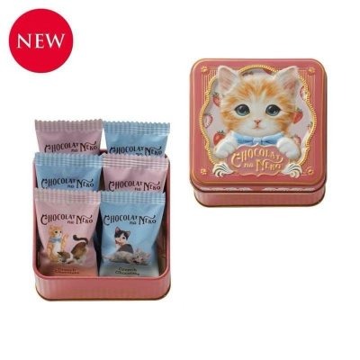 ＊日式雜貨館＊日本情人節 期間限定 Morozoff摩洛索夫聯名貓咪造型巧克力禮盒組 5入 6入17入 貓星人造型鐵盒-細節圖6