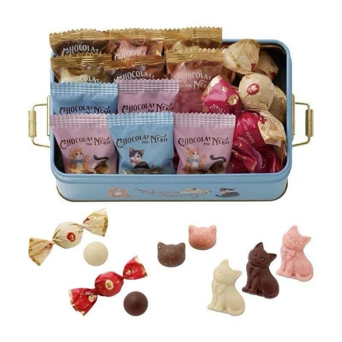 ＊日式雜貨館＊日本情人節 期間限定 Morozoff摩洛索夫聯名貓咪造型巧克力禮盒組 5入 6入17入 貓星人造型鐵盒-細節圖10