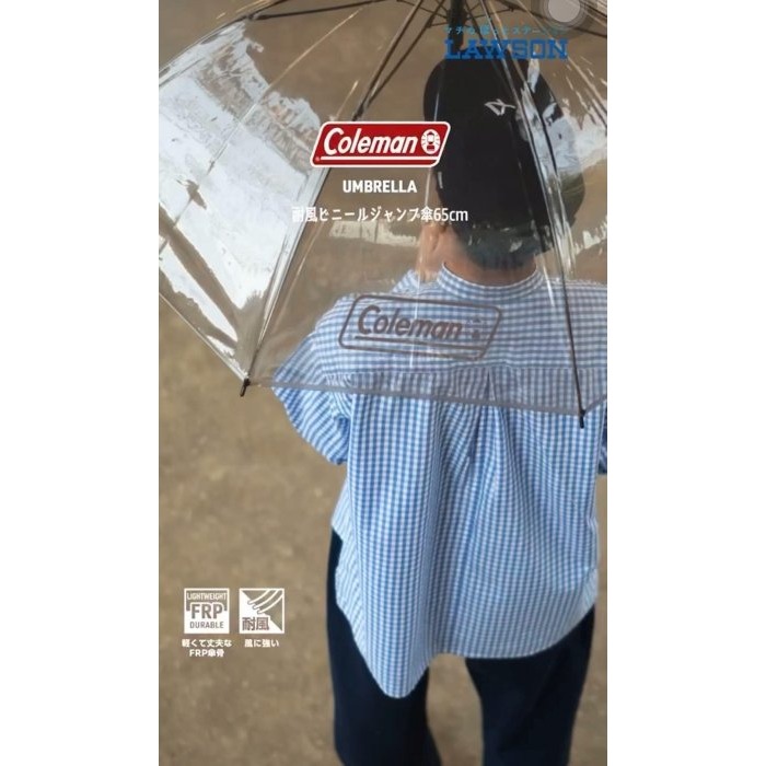 ＊日式雜貨館＊ 日本期間限定聯名款 直立雨傘 折疊雨傘 透明感雨傘 Coleman &日本LAWSON超商推出 限定聯名-細節圖4