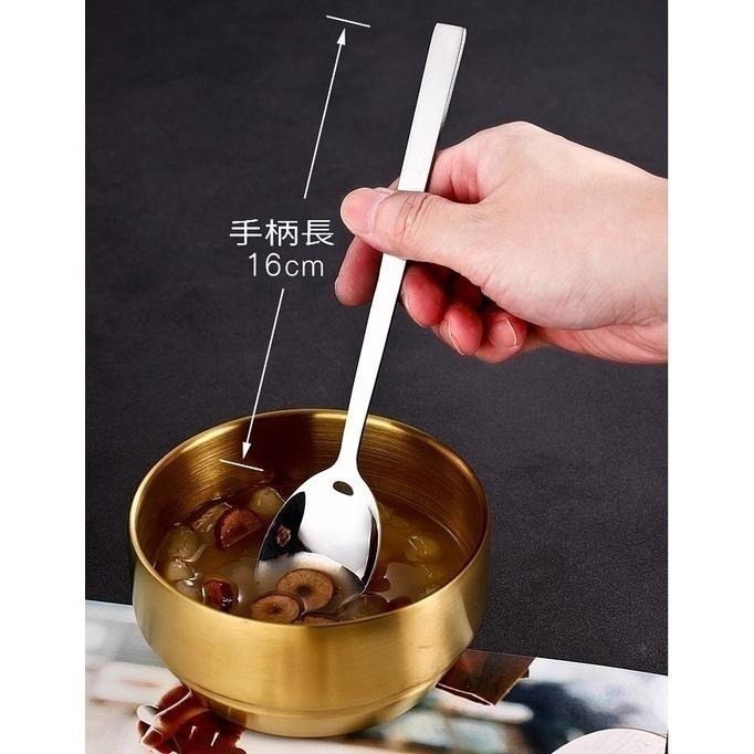 韓國實心扁筷 304不鏽鋼金色餐具 金湯匙 叉子 長柄湯匙 食品級不鏽鋼餐具 湯匙 扁筷 韓式扁筷-細節圖8