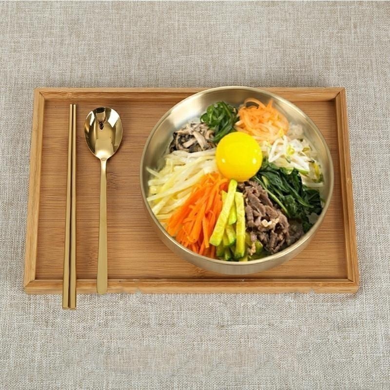 韓國實心扁筷 304不鏽鋼金色餐具 金湯匙 叉子 長柄湯匙 食品級不鏽鋼餐具 湯匙 扁筷 韓式扁筷-細節圖9