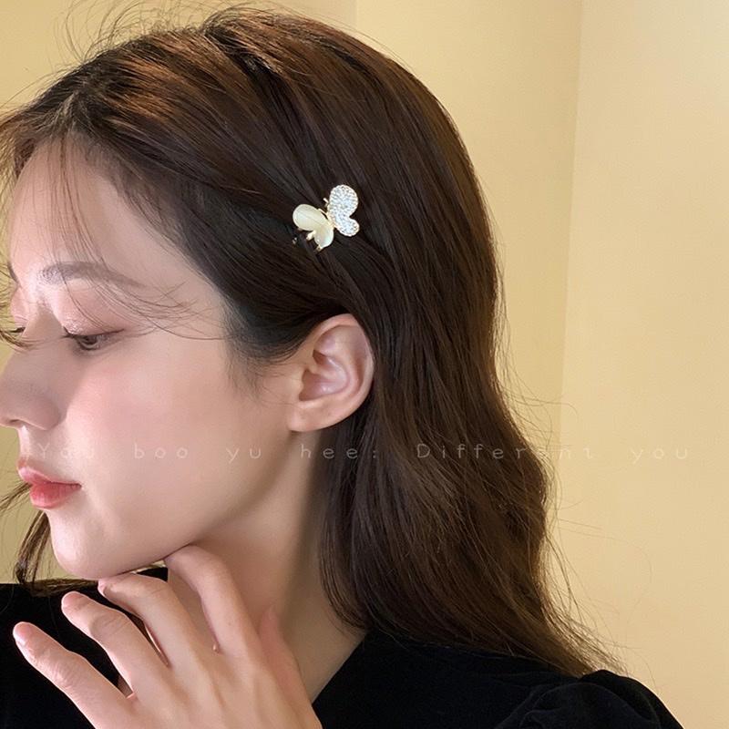 【台灣現貨24h寄出】韓國ins貓眼石蝴蝶髮髮夾 蝴蝶發夾 鴨嘴夾 邊夾 拍照森系甜美少女髮飾 頭飾 側邊夾 髮飾 瀏海-細節圖3