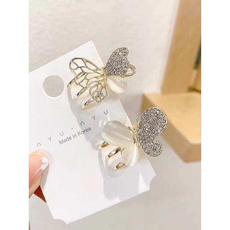 【台灣現貨24h寄出】韓國ins貓眼石蝴蝶髮髮夾 蝴蝶發夾 鴨嘴夾 邊夾 拍照森系甜美少女髮飾 頭飾 側邊夾 髮飾 瀏海-細節圖4