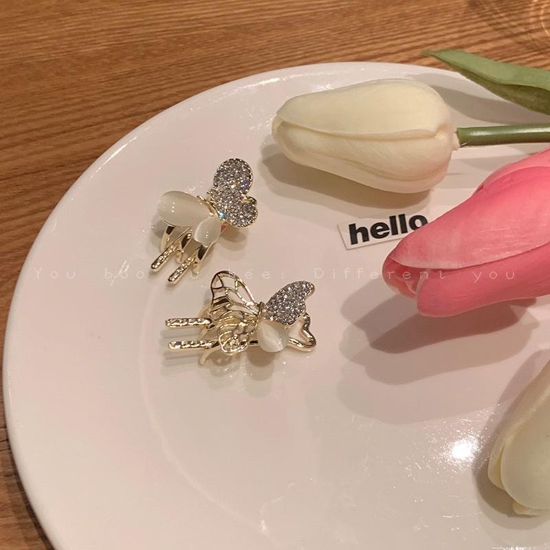 【台灣現貨24h寄出】韓國ins貓眼石蝴蝶髮髮夾 蝴蝶發夾 鴨嘴夾 邊夾 拍照森系甜美少女髮飾 頭飾 側邊夾 髮飾 瀏海-細節圖6