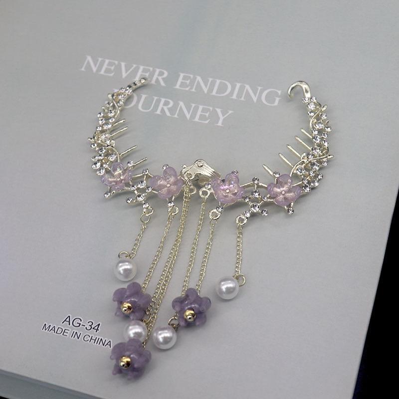 【台灣現貨24h寄出】韓系ins氣質高馬尾髮夾 紫晶花抓夾 甜美髮夾 包子頭 優雅 髮尾夾 小清新劉海夾 髮飾 網紅-細節圖6