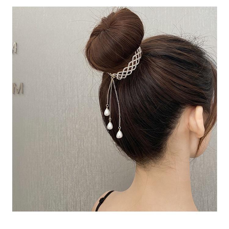 【台灣現貨24h寄出】韓系ins氣質高馬尾髮夾 網狀流蘇抓夾 甜美髮夾 包子頭 優雅 髮尾夾 小清新劉海夾 髮飾 網紅-細節圖2