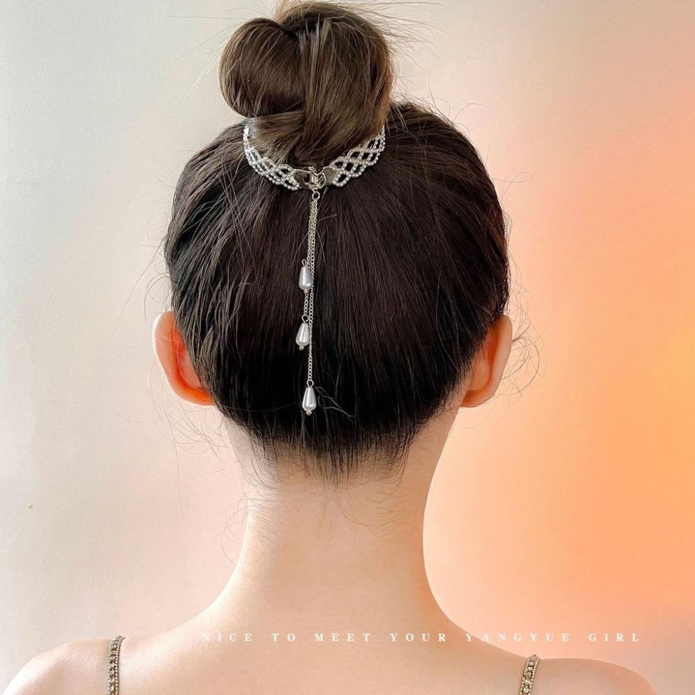 【台灣現貨24h寄出】韓系ins氣質高馬尾髮夾 網狀流蘇抓夾 甜美髮夾 包子頭 優雅 髮尾夾 小清新劉海夾 髮飾 網紅-細節圖3
