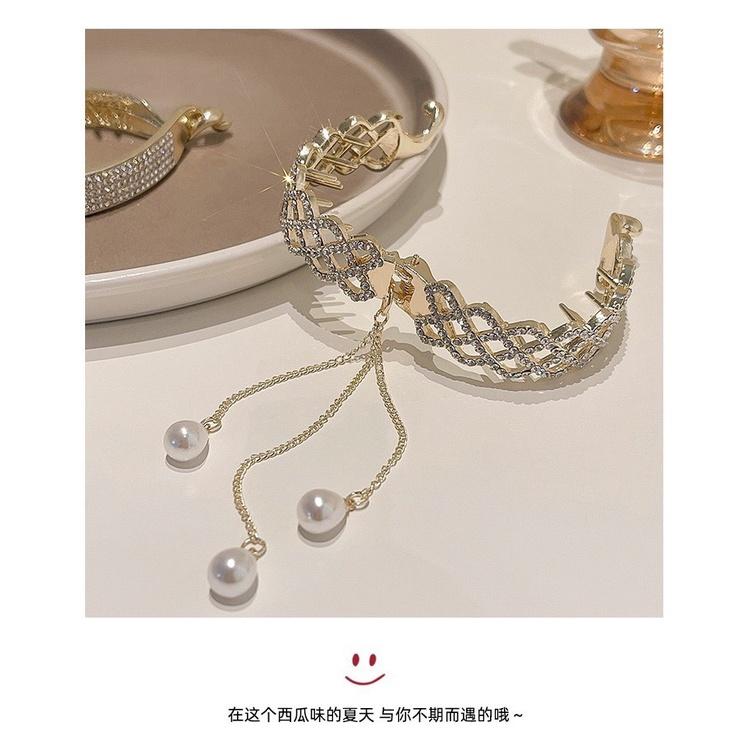 【台灣現貨24h寄出】韓系ins氣質高馬尾髮夾 網狀流蘇抓夾 甜美髮夾 包子頭 優雅 髮尾夾 小清新劉海夾 髮飾 網紅-細節圖6