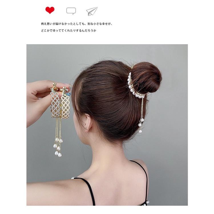 【台灣現貨24h寄出】韓系ins氣質高馬尾髮夾 網狀流蘇抓夾 甜美髮夾 包子頭 優雅 髮尾夾 小清新劉海夾 髮飾 網紅-細節圖7