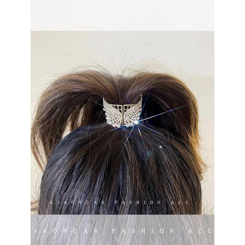 【台灣現貨24h寄出】韓系ins氣質高馬尾髮夾 天使翅膀抓夾 甜美髮夾 包子頭 優雅 髮尾夾 小清新劉海夾 髮飾 網紅-細節圖3