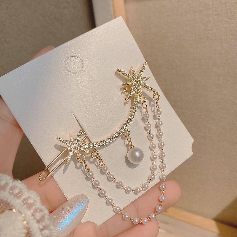 【台灣現貨24h寄出】韓國森系氣質髮夾 六芒星髮夾 氣質髮飾 網紅 森系髮飾 韓版簡約百搭 青蛙扣 甜美 瀏海抓夾 髮夾-細節圖2