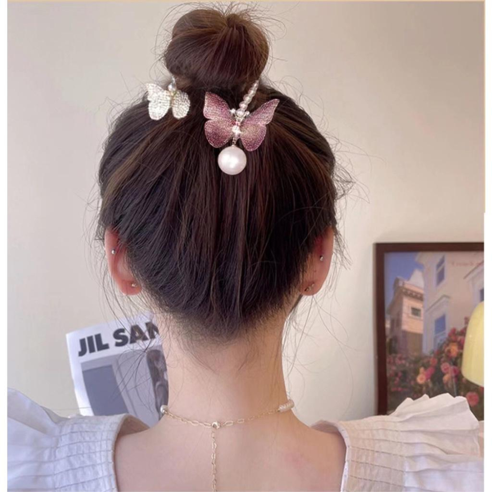 【台灣現貨24h寄出】韓系ins氣質高馬尾髮夾 刺繡蝴蝶抓夾 甜美髮夾 包子頭 優雅 髮尾夾 小清新劉海夾 髮飾 網紅-細節圖3