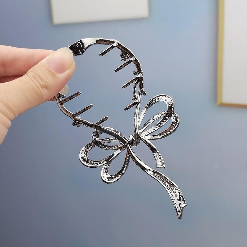 【台灣現貨24h寄出】韓系ins氣質高馬尾髮夾 黑蝴蝶結抓夾 甜美髮夾 包子頭 優雅 髮尾夾 小清新劉海夾 髮飾 網紅-細節圖3