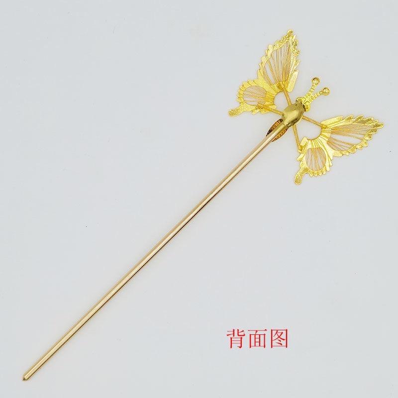 【台灣現貨24h寄出】會動的蝴蝶髮簪 少女系幾何珍珠髮簪 蝴蝶髮簪 盤髮 髮釵 氣質 動態蝴蝶 簪子女 優雅髮飾古風頭飾-細節圖7