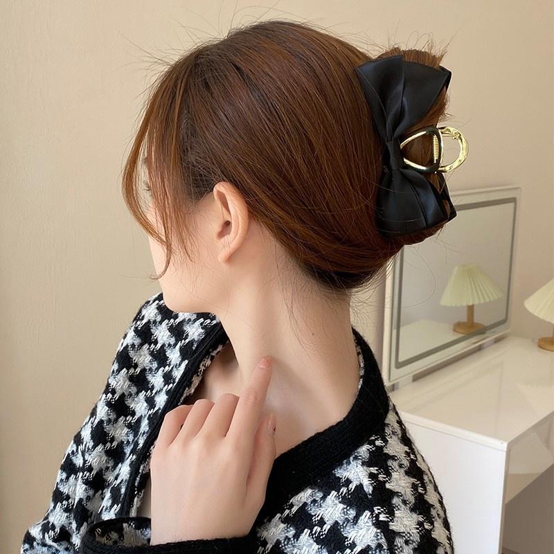 【台灣現貨24h寄出】韓系ins氣質髮夾 蝴蝶結抓夾 甜美髮夾 鯊魚夾 優雅 髮尾夾 小清新劉海夾 髮飾 網紅 金屬髮夾-細節圖3