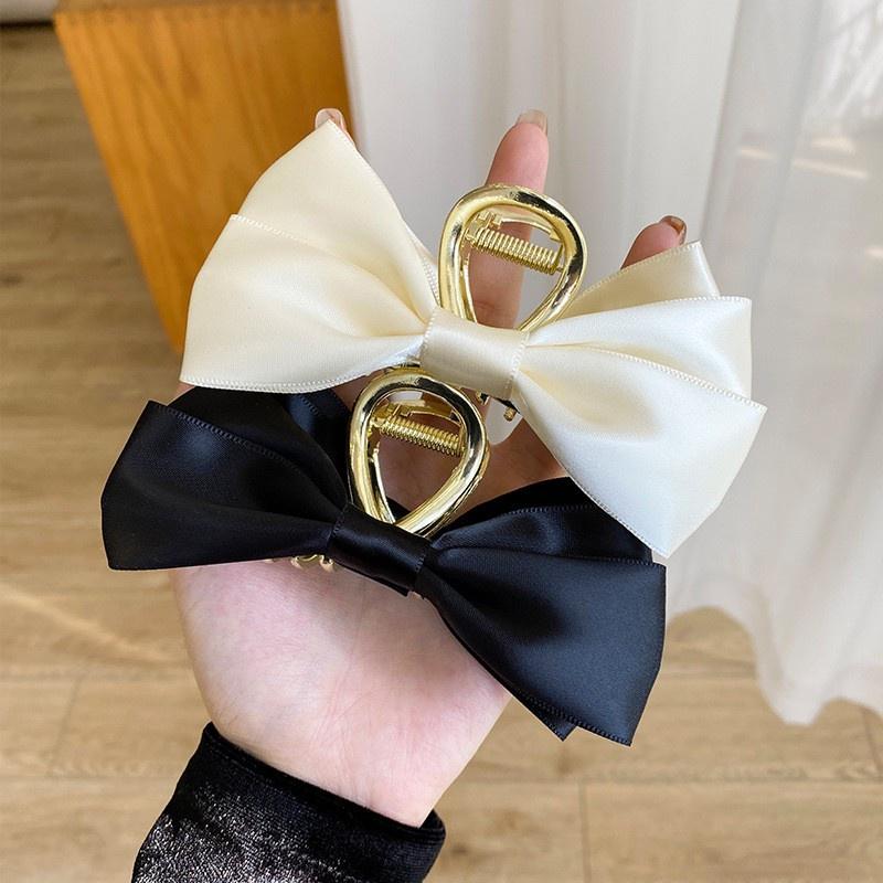 【台灣現貨24h寄出】韓系ins氣質髮夾 蝴蝶結抓夾 甜美髮夾 鯊魚夾 優雅 髮尾夾 小清新劉海夾 髮飾 網紅 金屬髮夾-細節圖4