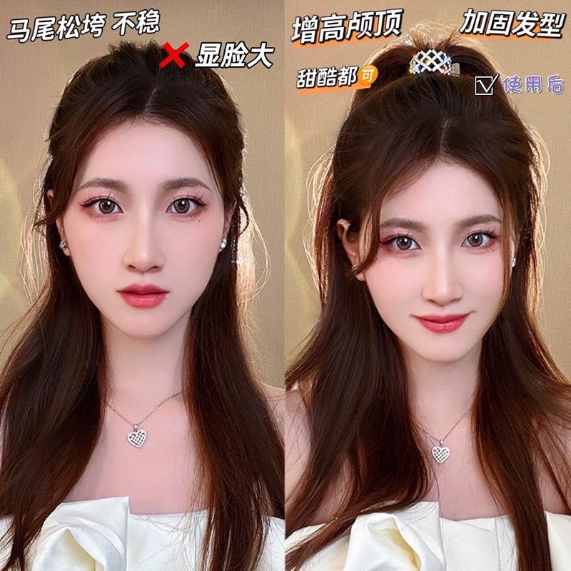 【台灣現貨24h寄出】韓系ins氣質高馬尾髮夾 皇冠高馬尾抓夾 水鑽髮夾 包子頭 優雅 髮尾夾 小清新劉海夾 髮飾 網紅-細節圖7