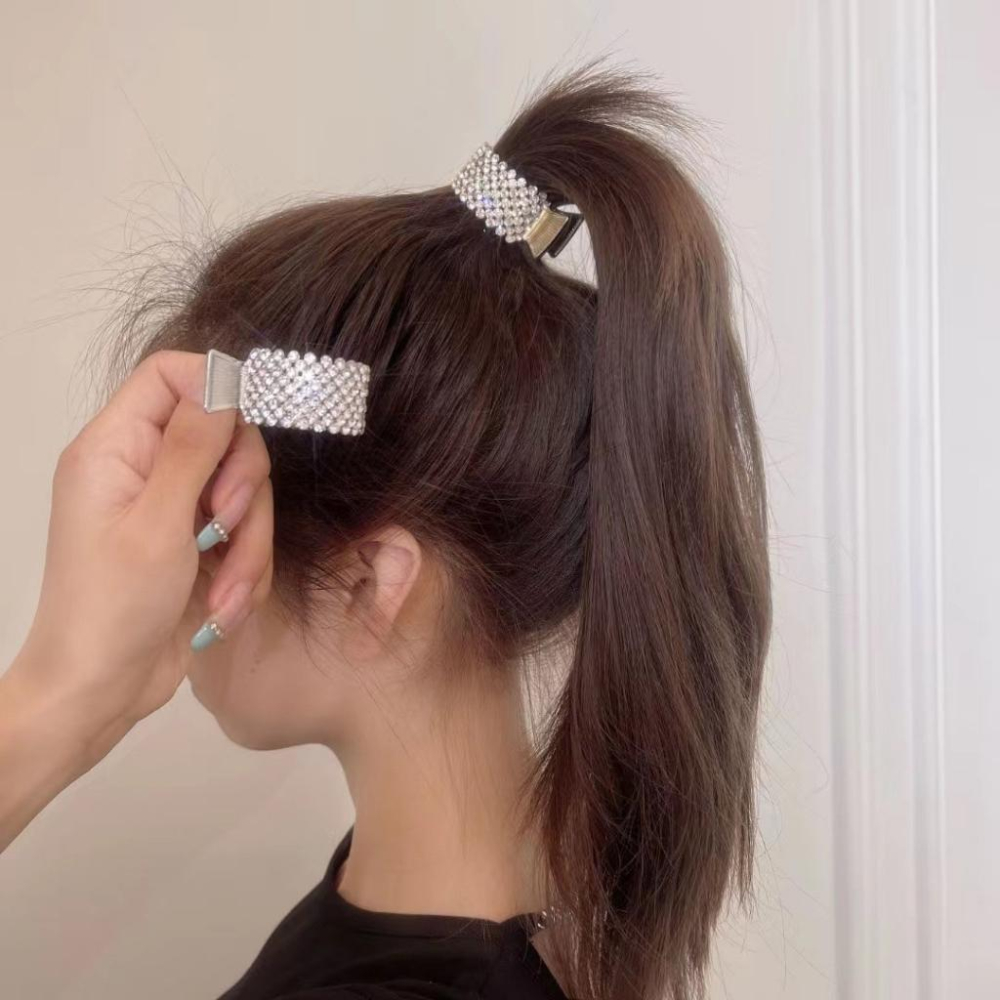 【台灣現貨24h寄出】韓系ins氣質高馬尾髮夾 水鑽高馬尾抓夾 甜美髮夾 包子頭 優雅 髮尾夾 小清新劉海夾 髮飾 網紅-細節圖2