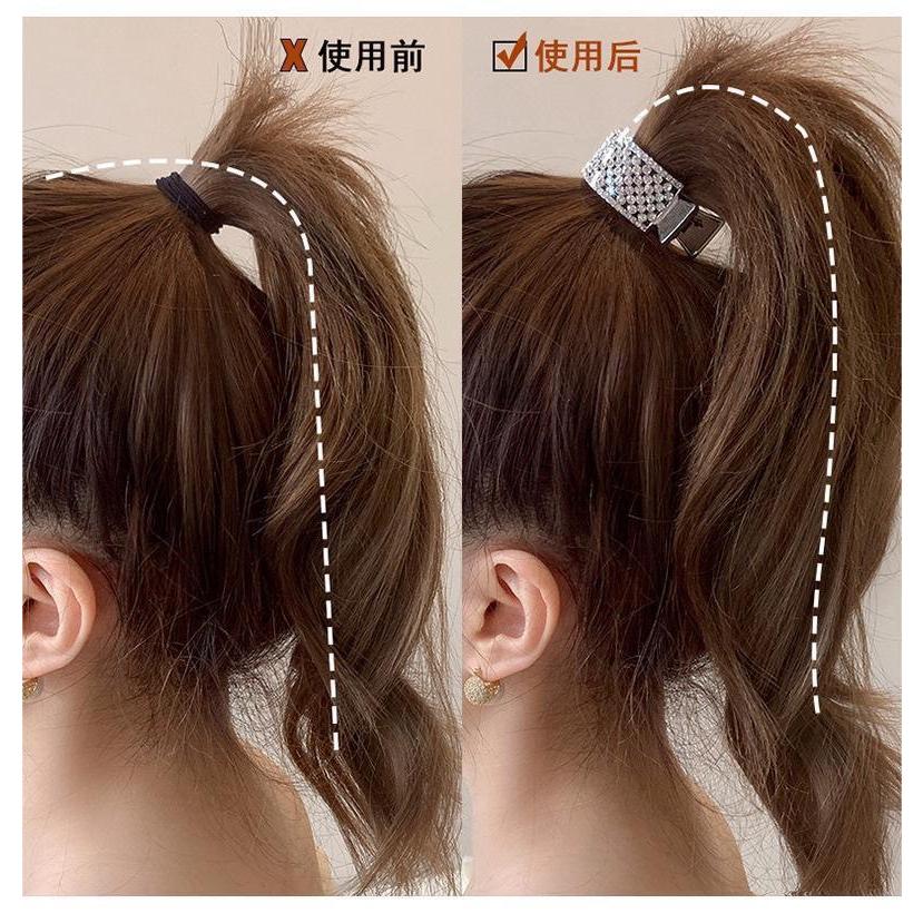 【台灣現貨24h寄出】韓系ins氣質高馬尾髮夾 水鑽高馬尾抓夾 甜美髮夾 包子頭 優雅 髮尾夾 小清新劉海夾 髮飾 網紅-細節圖3
