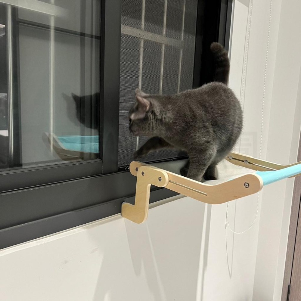 喵呼汪也Ｘ好命寵物園 『免鑽孔免吸盤』實木貓咪吊床 貓掛床 床邊掛床 窗戶貓吊床 吊床 免鑽洞吊床 貓床 貓窩 貓咪床-細節圖9