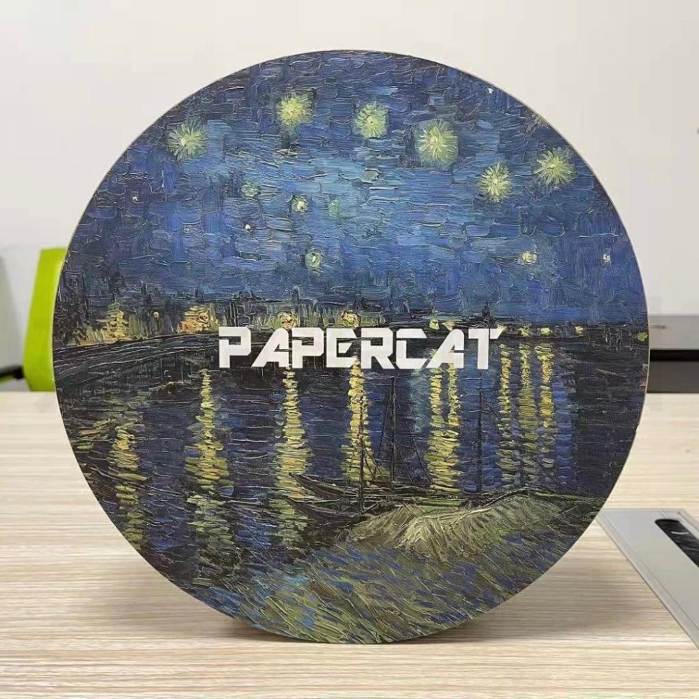 貓咪貓抓板『星空油畫』加硬加厚 鈴鐺球貓抓板 貓抓盤 貓抓盆 瓦愣貓抓板 掏球玩具 貓咪玩具 圓形貓抓板 好命寵物園-細節圖5