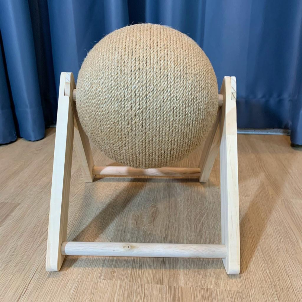 😸實木＋劍麻立式耐磨貓抓球 耐磨貓抓板 貓咪磨爪 不掉屑 劍麻繩貓抓球 貓玩具 貓爬架 貓跳台 貓咪玩具 好命寵物園-細節圖4