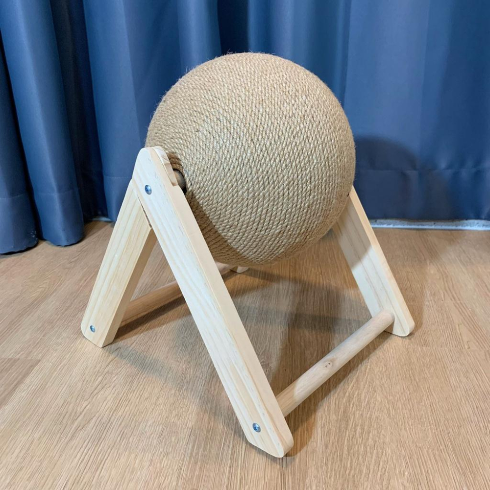 😸實木＋劍麻立式耐磨貓抓球 耐磨貓抓板 貓咪磨爪 不掉屑 劍麻繩貓抓球 貓玩具 貓爬架 貓跳台 貓咪玩具 好命寵物園-細節圖5