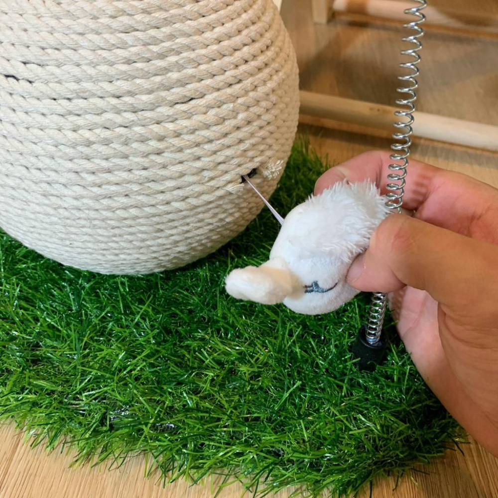 😸實木＋劍麻立式耐磨貓抓球 耐磨貓抓板 貓咪磨爪 不掉屑 劍麻繩貓抓球 貓玩具 貓爬架 貓跳台 貓咪玩具 好命寵物園-細節圖8