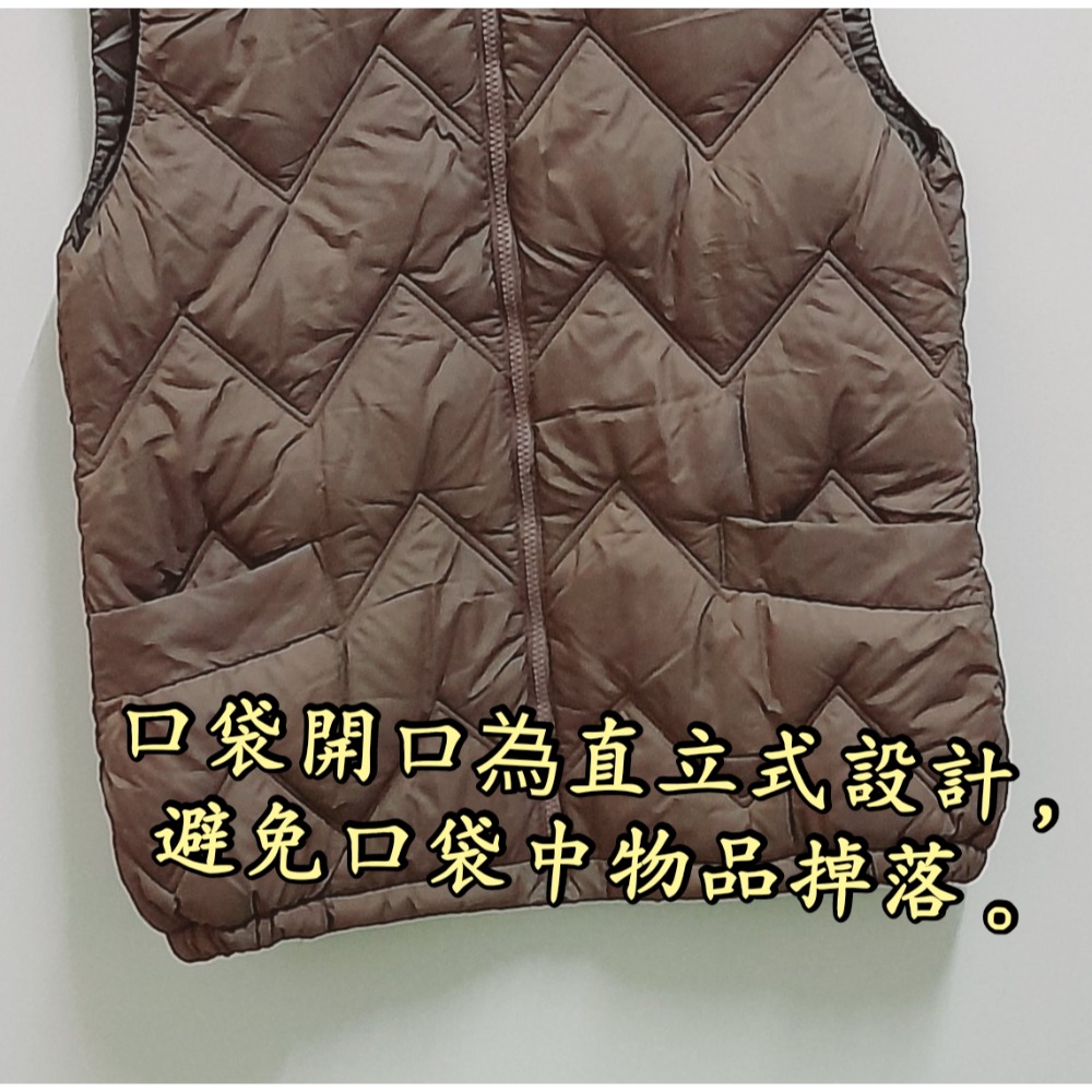 褐色 厚舖棉 保暖 背心 無袖背心 立領 雙口袋 舖棉 背心 秋冬 保暖背心 背心外套-細節圖2