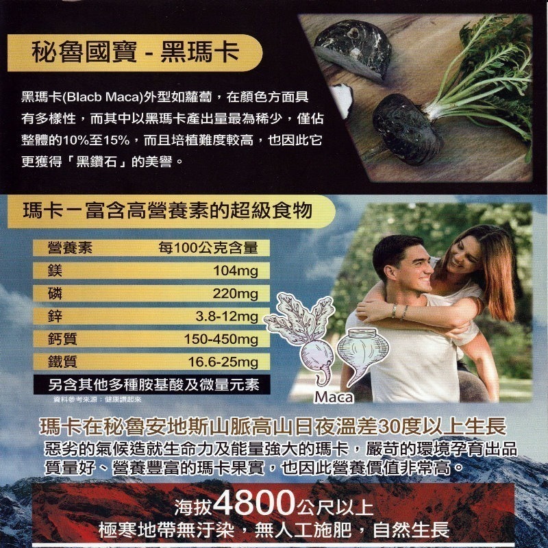 祕魯黑瑪卡膠囊(600mgx60粒)/瓶，多件特價↘-細節圖2