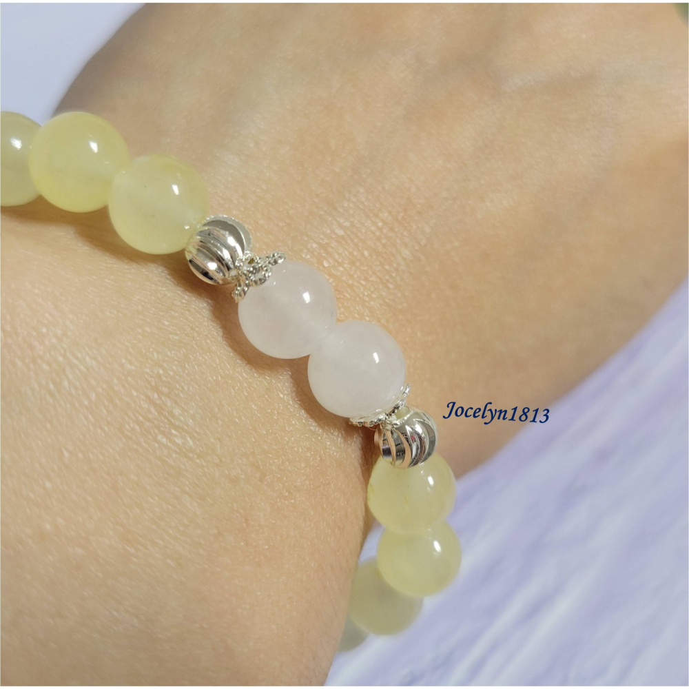 【天然水晶】檸檬黃玉髓 白玉髓 白水晶刻面 手鍊 (合金) 招財-細節圖3