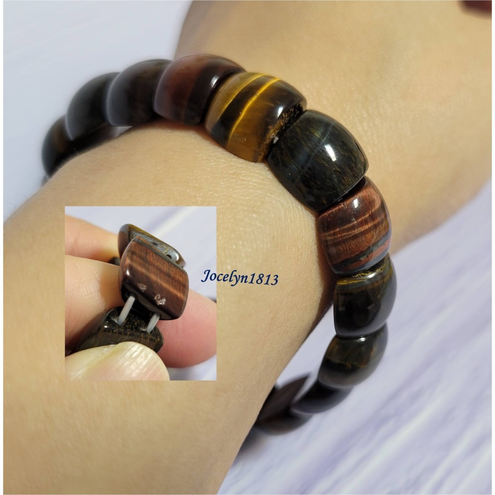 【天然水晶】黃虎眼手排 三色虎眼手排-細節圖3