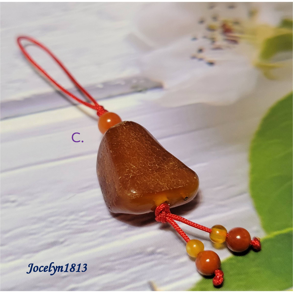 波羅的海 琥珀蜜蠟 包掛 手機掛 原礦 蝴蝶 項鍊墜-細節圖4