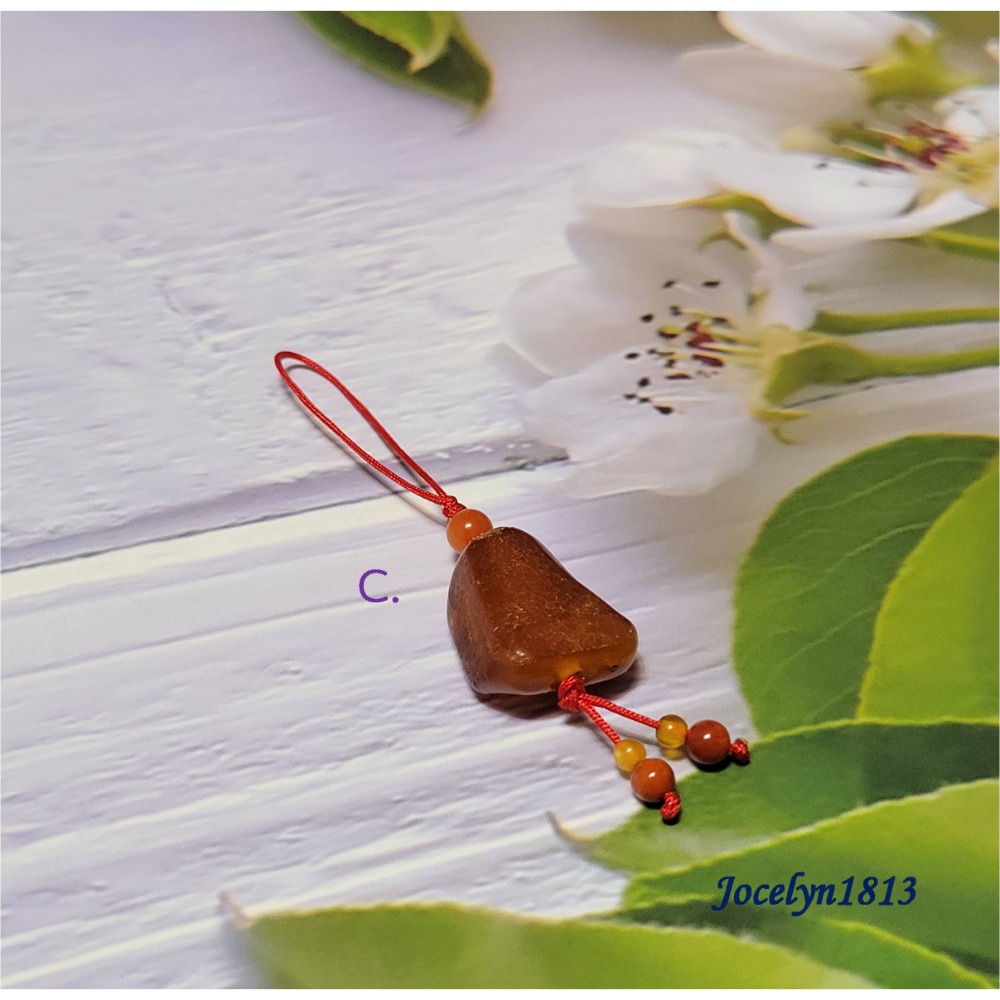 波羅的海 琥珀蜜蠟 包掛 手機掛 原礦 蝴蝶 項鍊墜-規格圖6