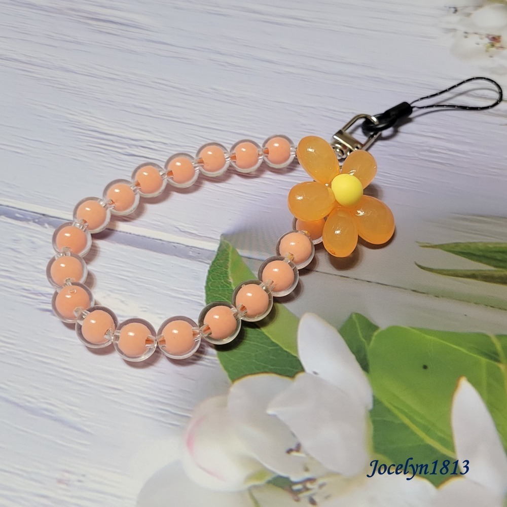 ins風串珠 馬卡龍彩色珠花手機鏈-細節圖7