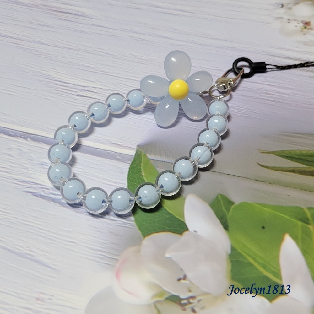 ins風串珠 馬卡龍彩色珠花手機鏈-細節圖8