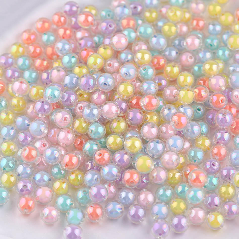 【我家有隻貓】🚀隔日配達🚀鍍彩透明串珠 單顆 多色串珠 樹脂珠 手工diy 吊飾 散珠 流蘇配件 串珠 DIY 手鏈-細節圖2