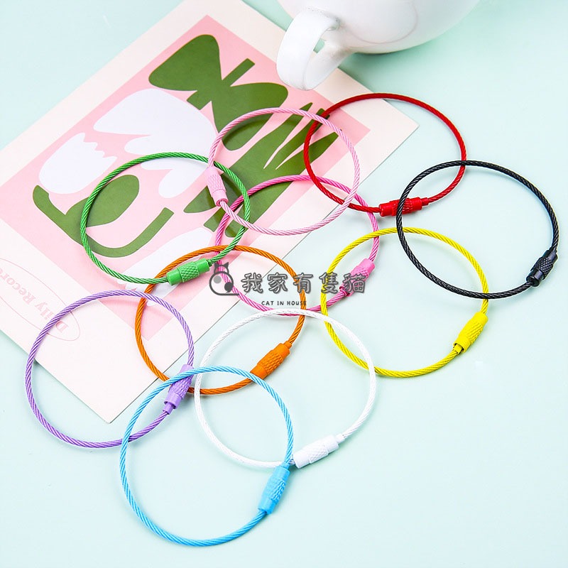 【我家有隻貓】🚀隔日配達🚀彩色鋼絲圈 金屬扣環 扣環 鑰匙圈 鋼絲鑰匙圈 鑰匙環 吊飾配件 鑰匙圈環 diy鑰匙圈-細節圖3