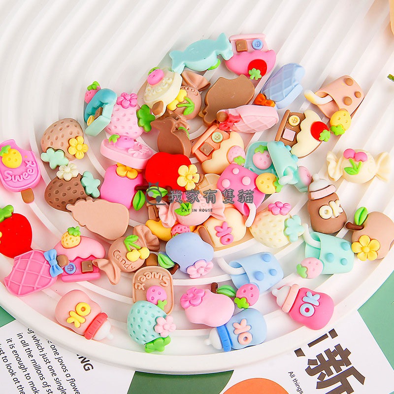 【我家有隻貓】🚀隔日配達🚀奶油膠配件 樹脂 DIY手作材料 多款造型 多款顏色 台灣現貨+發票 DIY手機殼 飾品配件-細節圖2