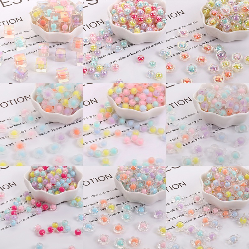【我家有隻貓】🚀隔日配達🚀亞克力磨砂串珠 五角星 星星 散珠 圓珠  配件 手機吊飾 串珠 DIY 耳飾 手工飾品配件-細節圖2