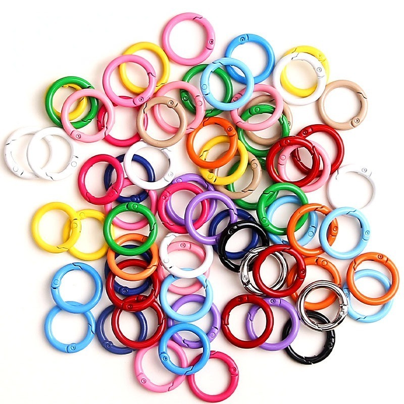 【我家有隻貓】🚀隔日配達🚀彩色彈簧圈 鑰匙圈 包包掛飾扣 五金皮包扣 可開口彈簧圈 彈圈 彈簧扣 DIY 手作 禮物-細節圖2