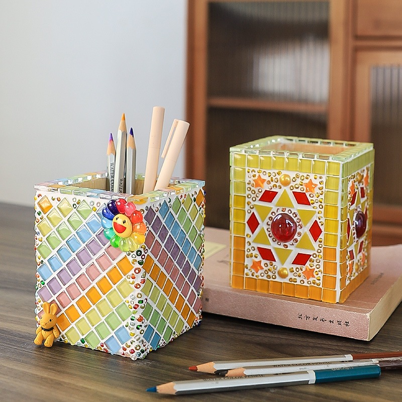 【我家有隻貓】🚀隔日配達🚀DIY筆筒 馬賽克創作 木質筆筒 手工筆筒 手作 聖誕節DIY底胚 禮物 親子 DIY手作-細節圖2