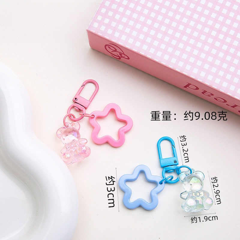 【我家有隻貓】🚀隔日配達🚀小熊五角星掛扣 小熊鑰匙圈 狗扣吊飾 勾扣配件 吊飾配件 五角星 狗扣 diy 飾品配件-細節圖4