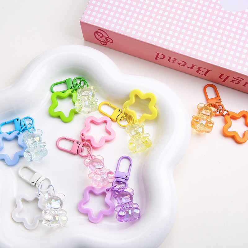 【我家有隻貓】🚀隔日配達🚀小熊五角星掛扣 小熊鑰匙圈 狗扣吊飾 勾扣配件 吊飾配件 五角星 狗扣 diy 飾品配件-細節圖6