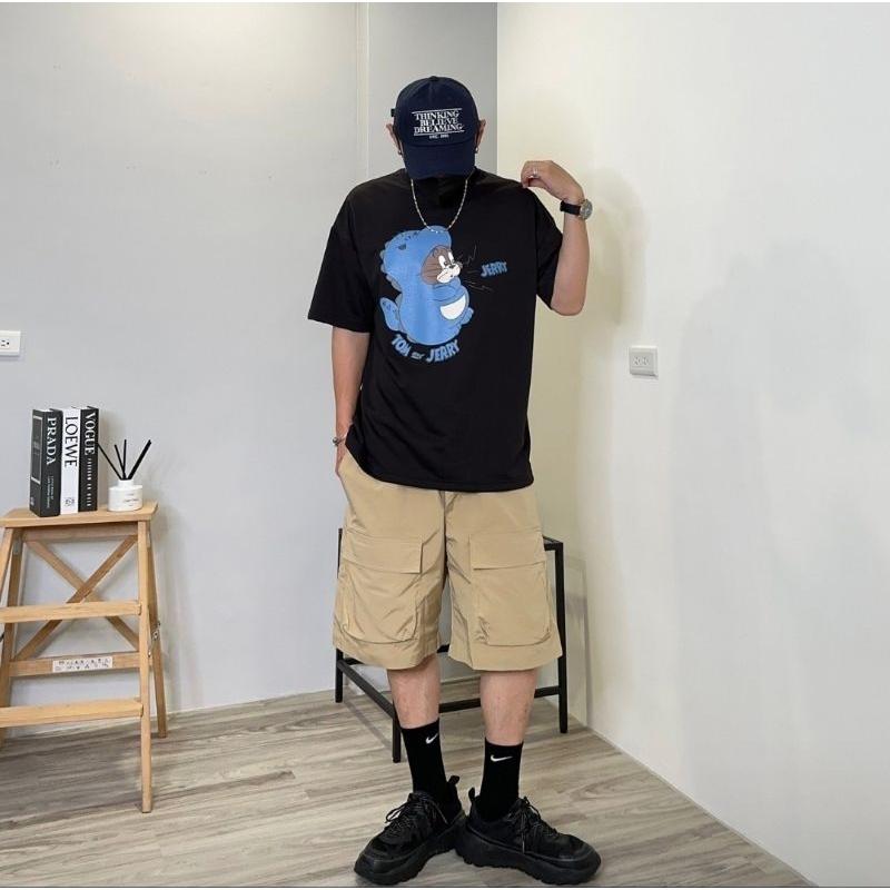 ＂療癒風格大噴發！Q版恐龍傑利鼠印花短T，超柔細絨紋，舒適寬鬆適合任何場合！黑、麻花白、紫色可選，快來收藏🦕🐭✨＂-細節圖4