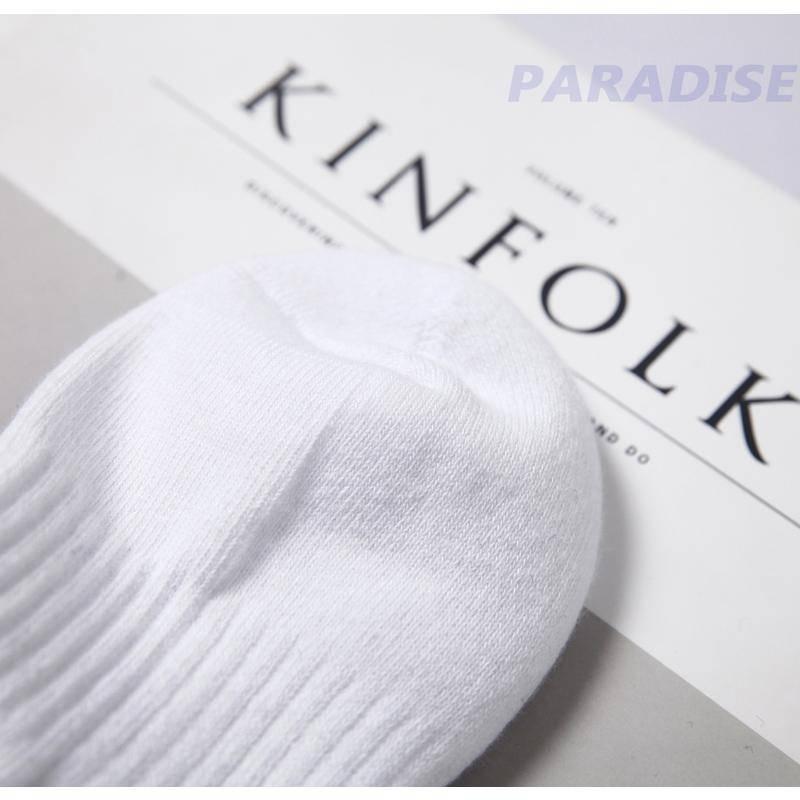 PARADISE 穿搭必備 基本款 素色 黑 白 純棉 毛巾底 中筒襪 船襪 長襪 襪子-細節圖5