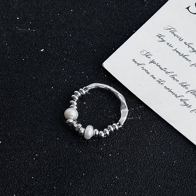 PARADISE 碎银 淡水 珍珠戒指 冷淡風 法式小眾指環 飾品-細節圖8